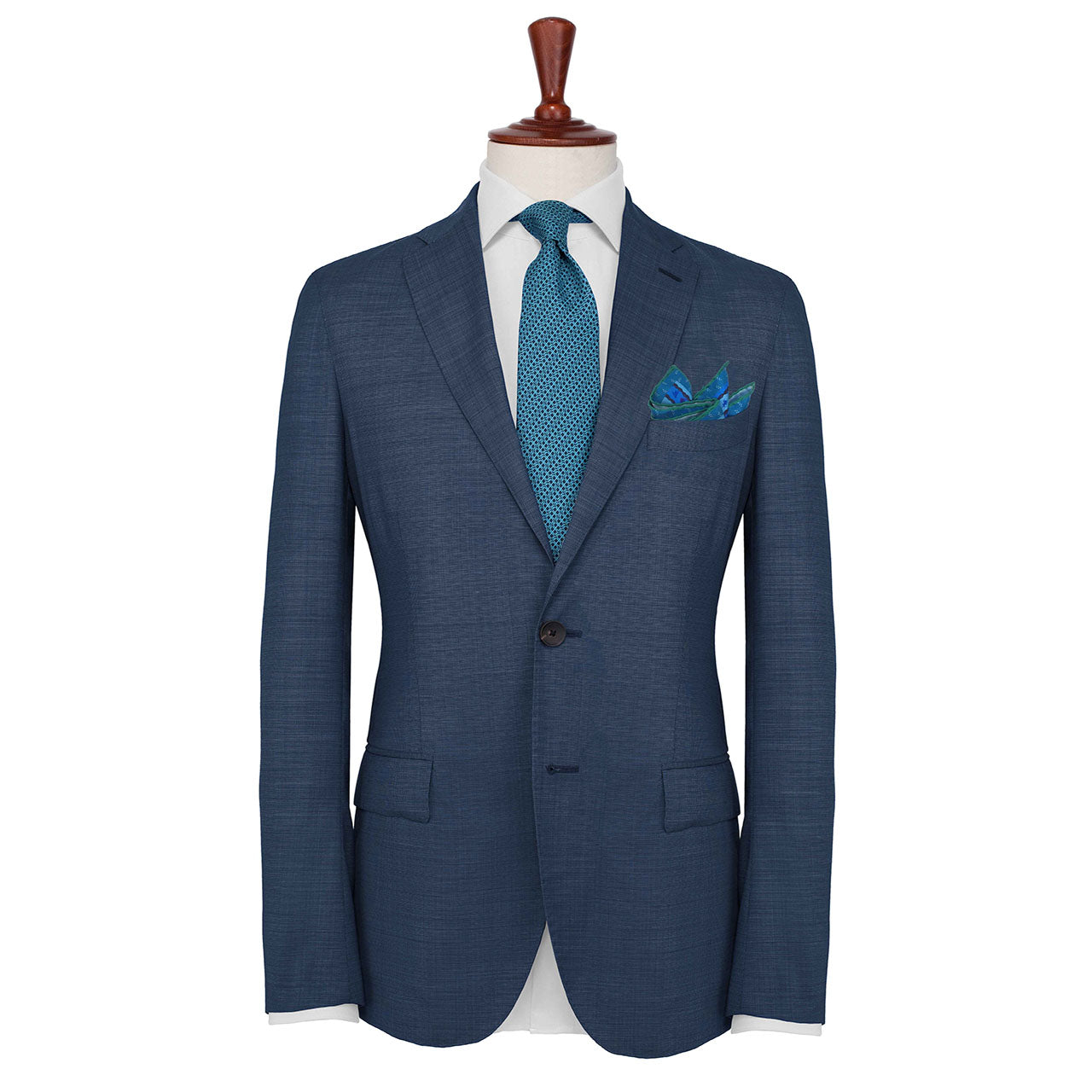 Woodland Symphony Blue and Sky Blue Pocket Square
