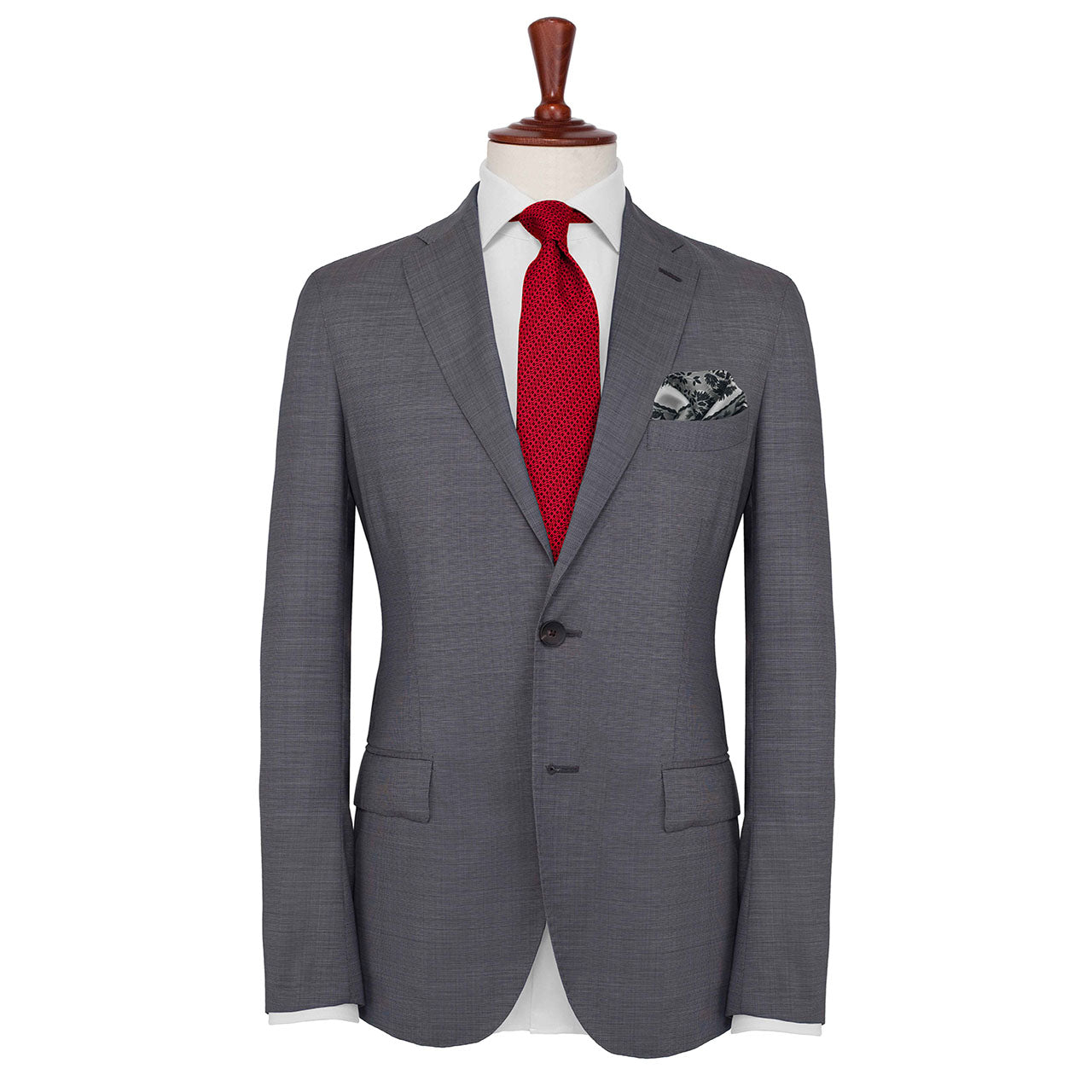 Woodland Symphony White and Grey Pocket Square