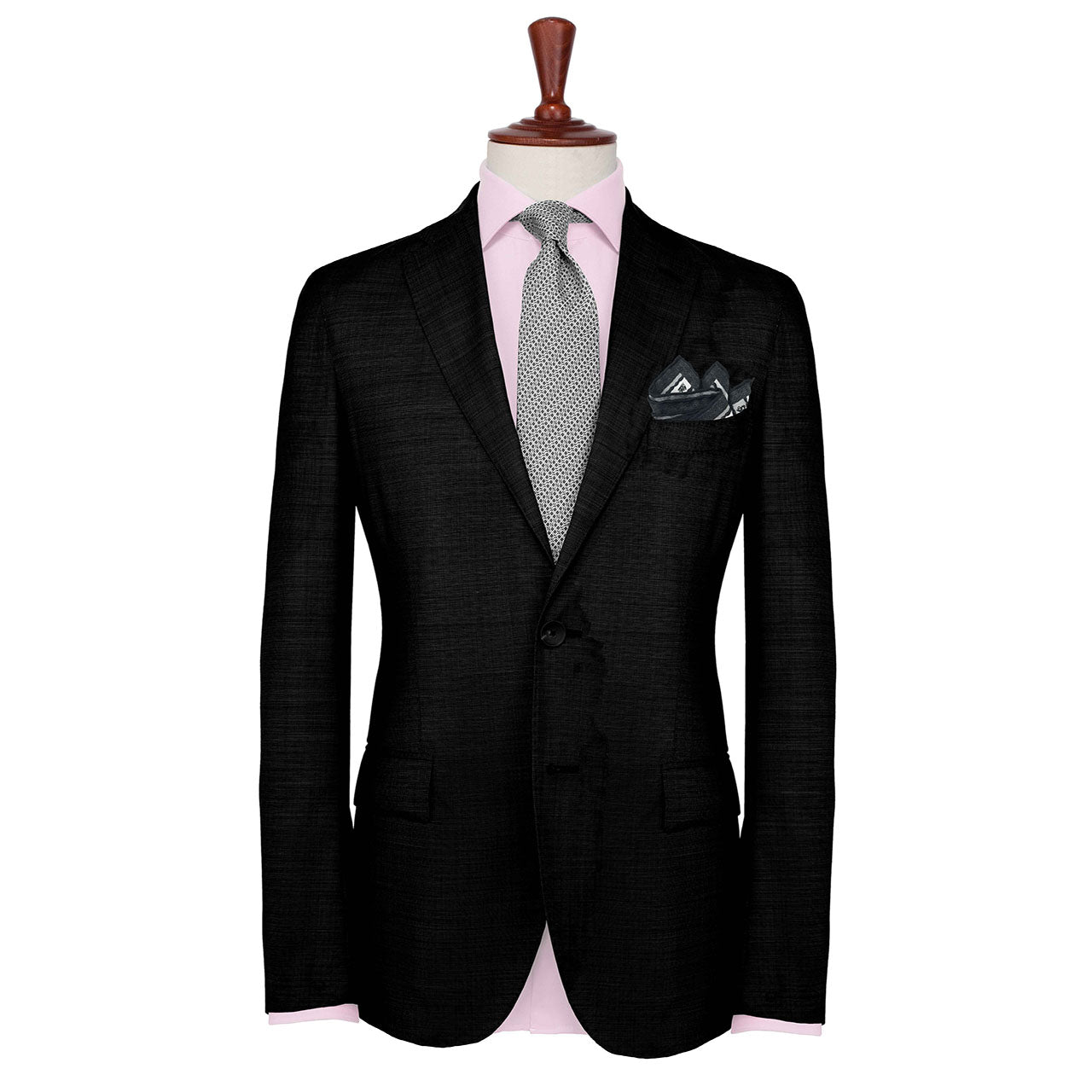 Woodland Symphony White and Grey Pocket Square