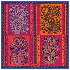 Woodland Symphony Orange and Magenta Pocket Square