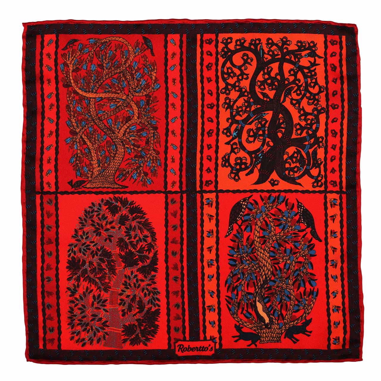 Woodland Symphony Rose Red Pocket Square