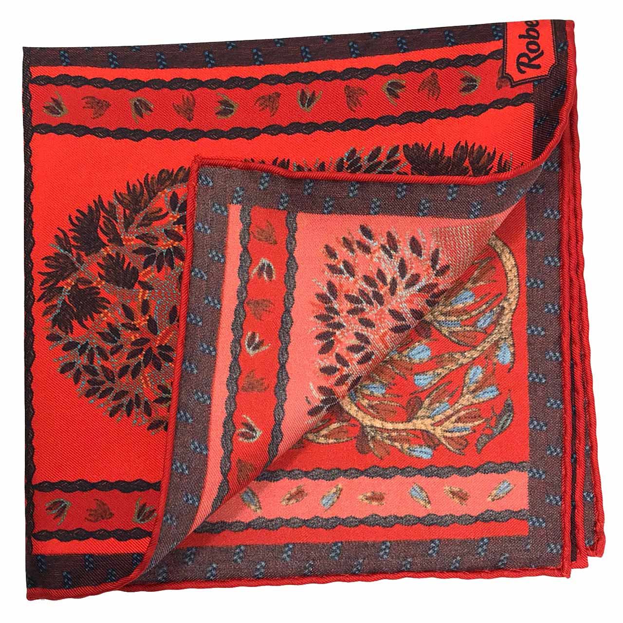 Woodland Symphony Rose Red Pocket Square