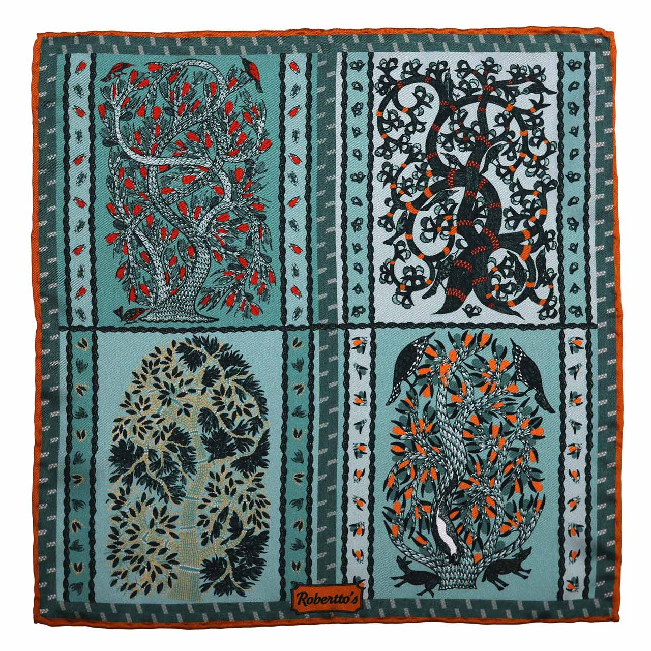 Woodland Symphony Mint Green Pocket Square