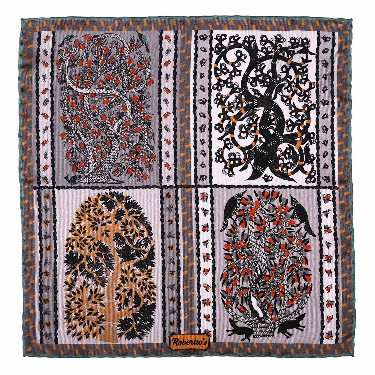 Woodland Symphony Vintage Grey Pocket Square