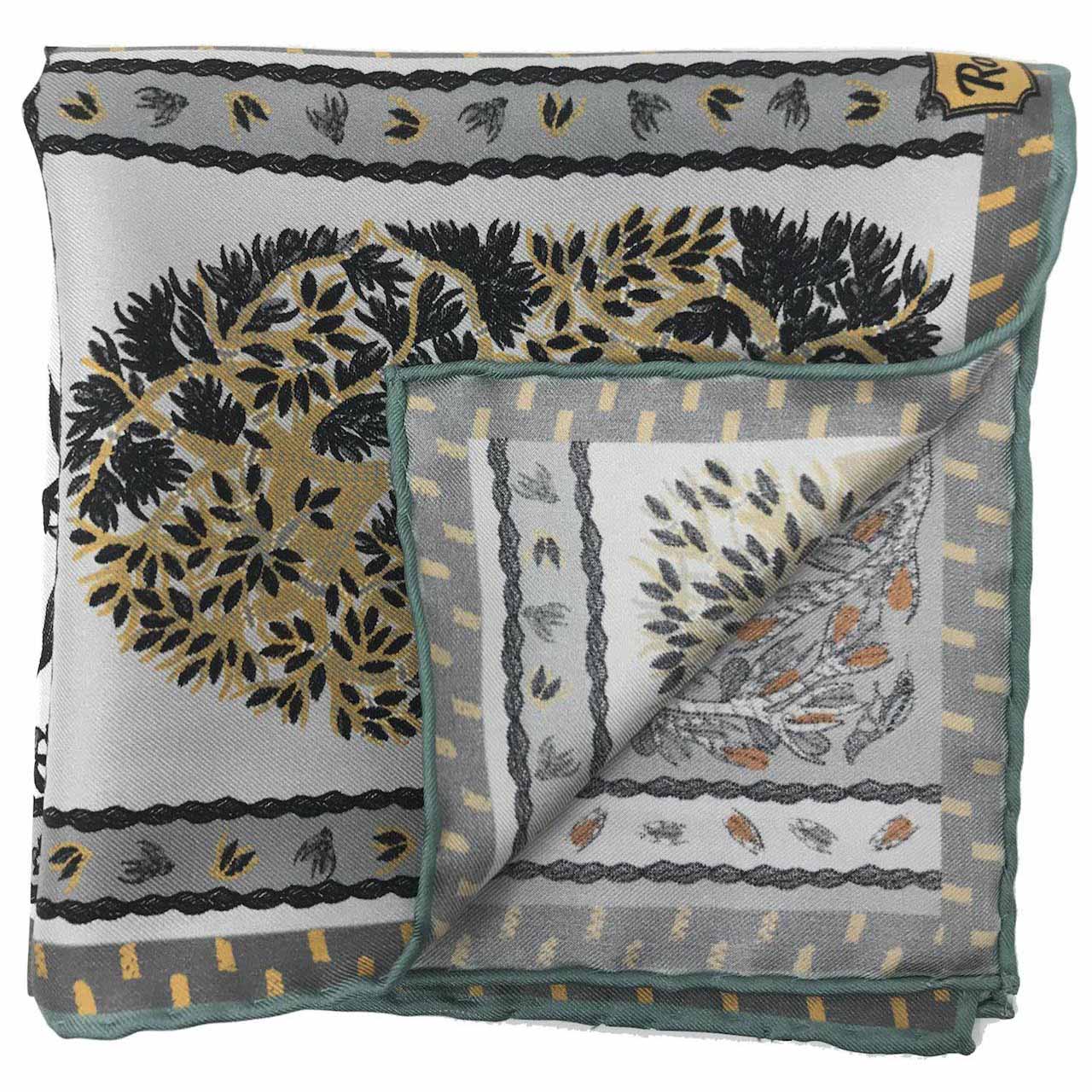 Woodland Symphony Vintage Grey Pocket Square