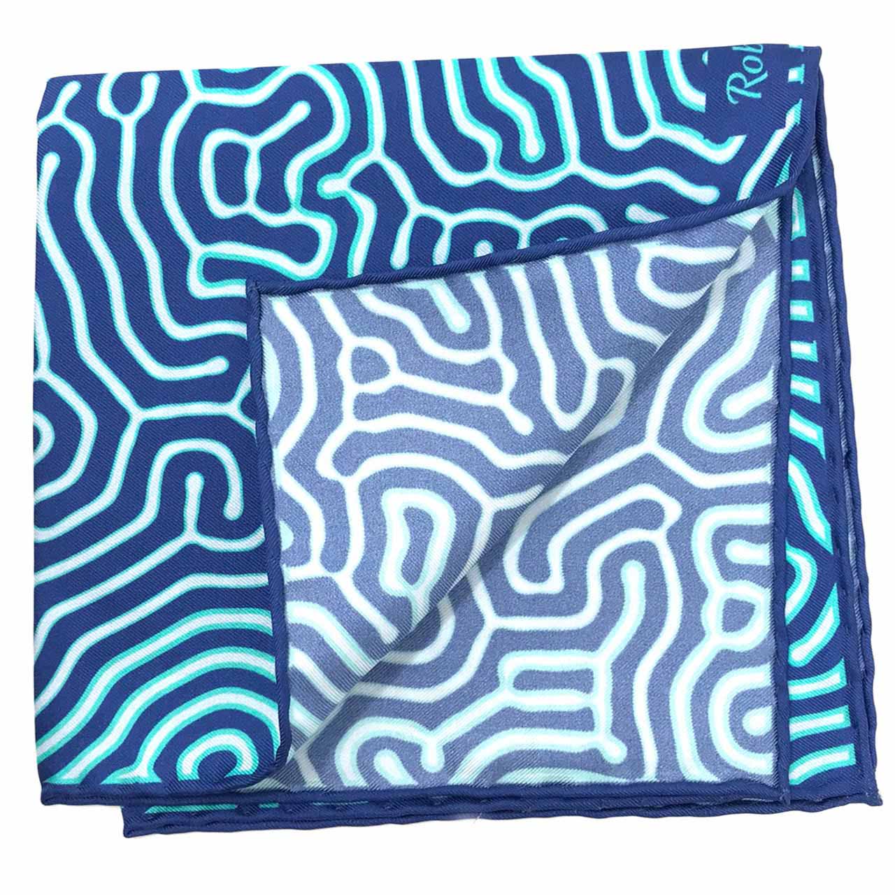 Paths of Destiny Dark Cerulean Pocket Square