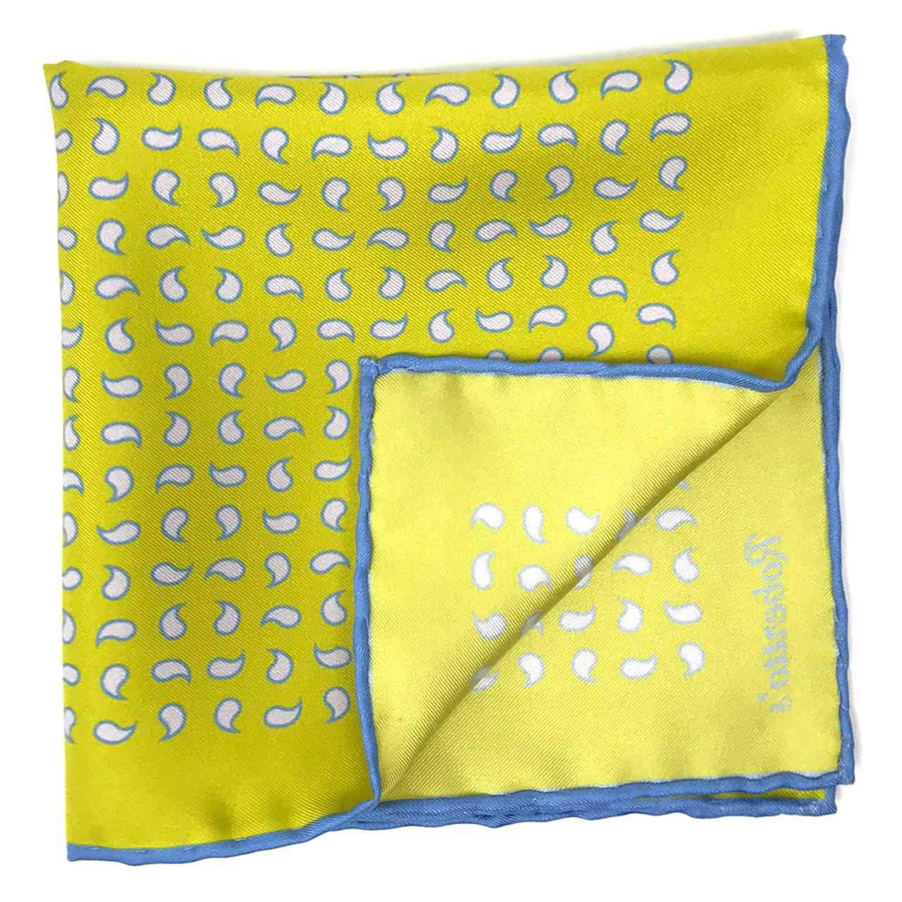 Paisley Scintillation Dark Peridot Green Pocket Square