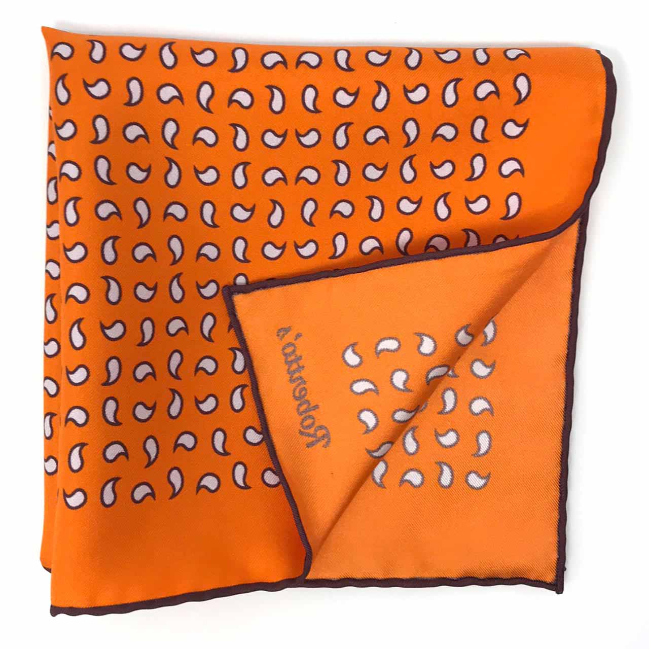 Paisley Scintillation Tangerine Pocket Square