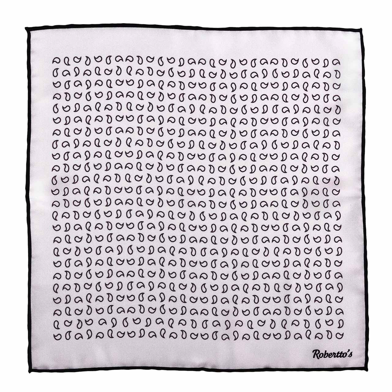 Paisley Scintillation Black on White Pocket Square