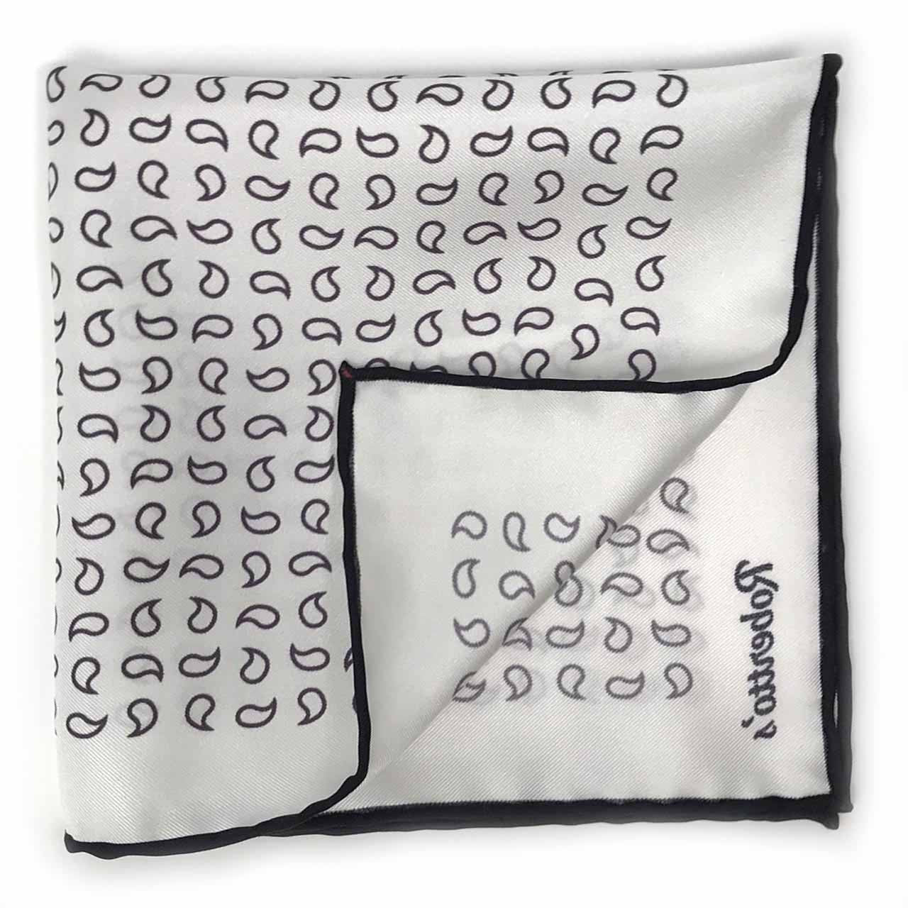 Paisley Scintillation Black on White Pocket Square