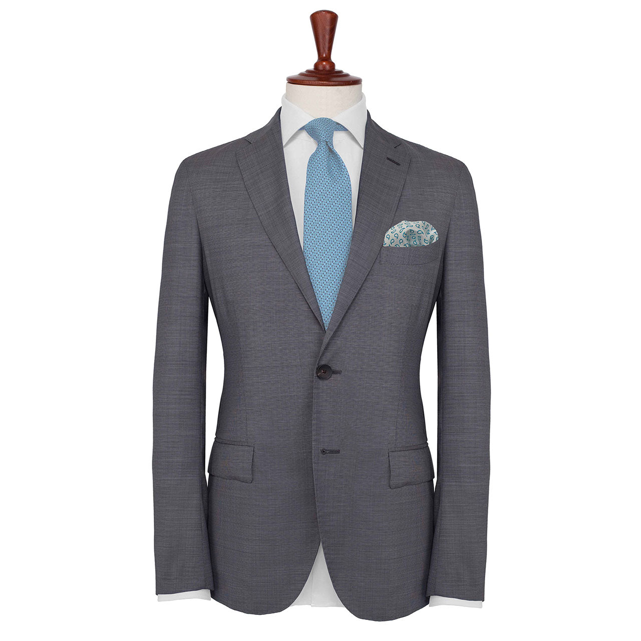 Paisley Scintillation Turquoise on White Pocket Square