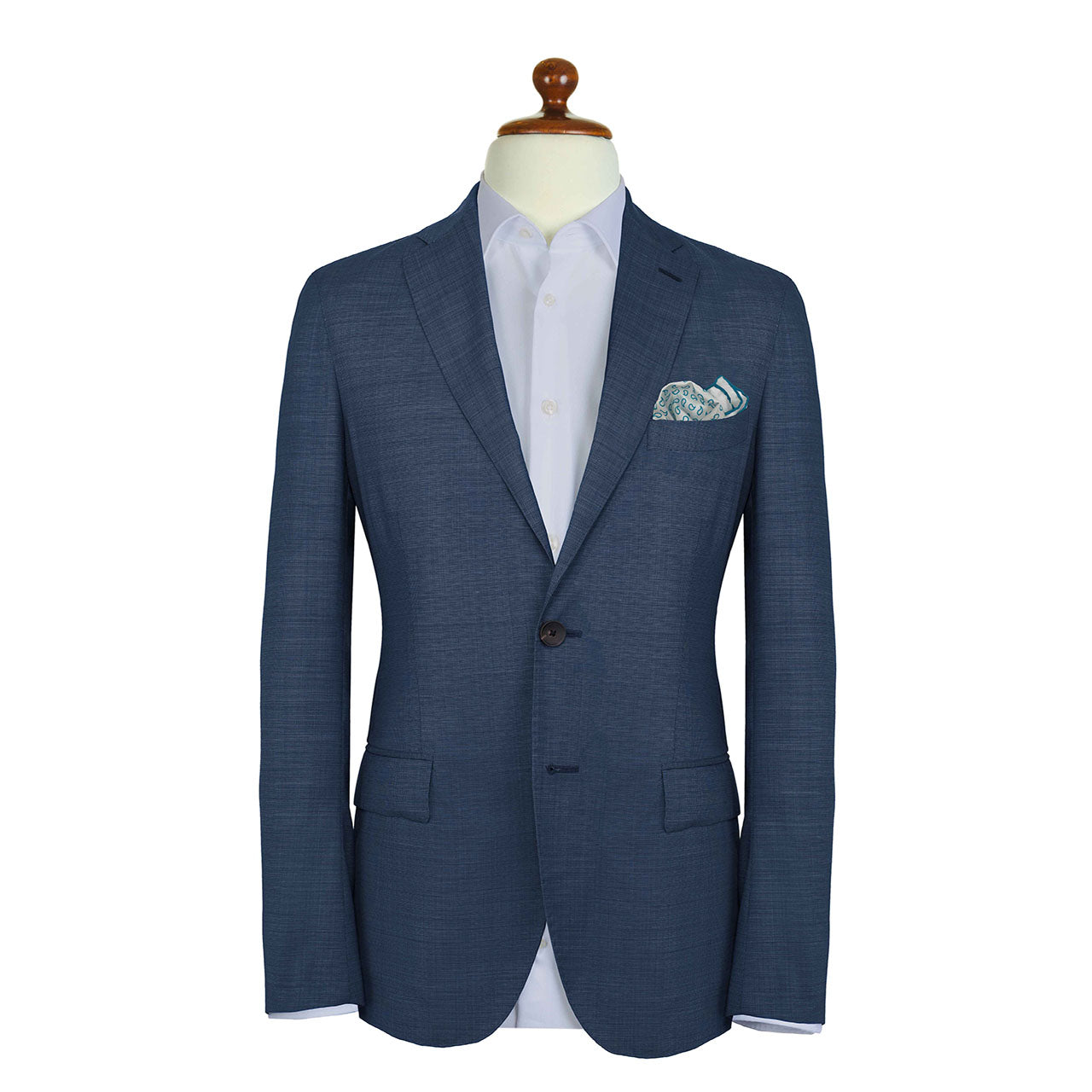 Paisley Scintillation Turquoise on White Pocket Square