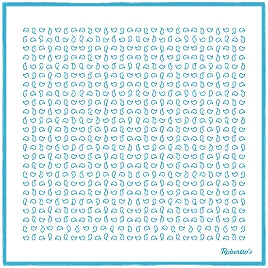 Paisley Scintillation Turquoise on White Pocket Square
