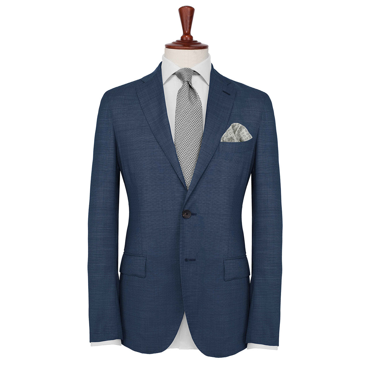 Paisley Scintillation Light Grey on White Pocket Square