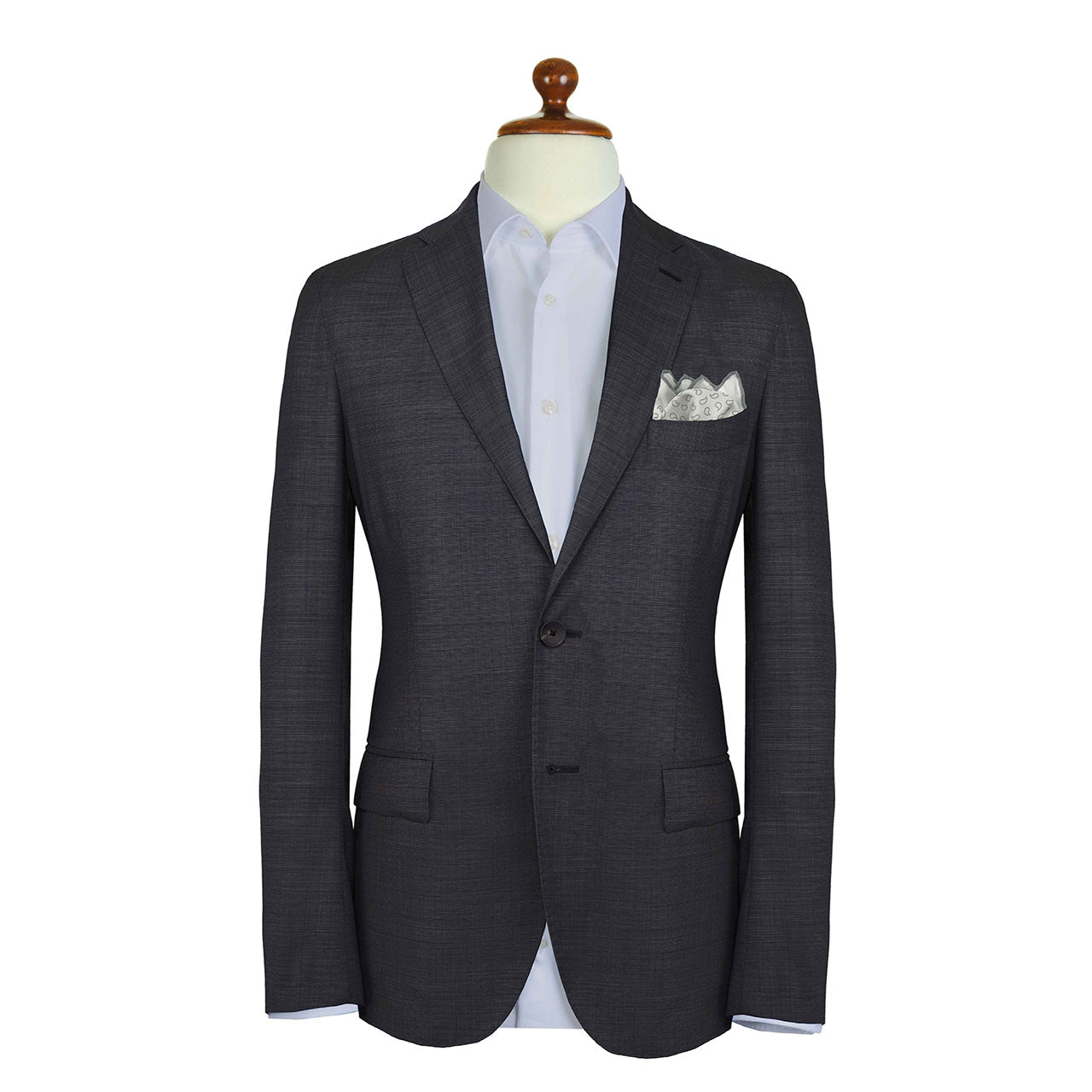Paisley Scintillation Light Grey on White Pocket Square