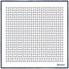 Paisley Scintillation Navy Blue on White Pocket Square