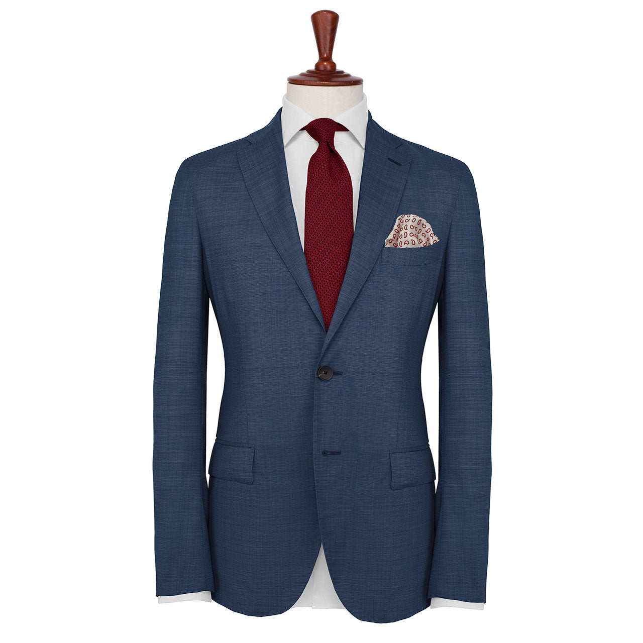 Paisley Scintillation Red Brown on White Pocket Square