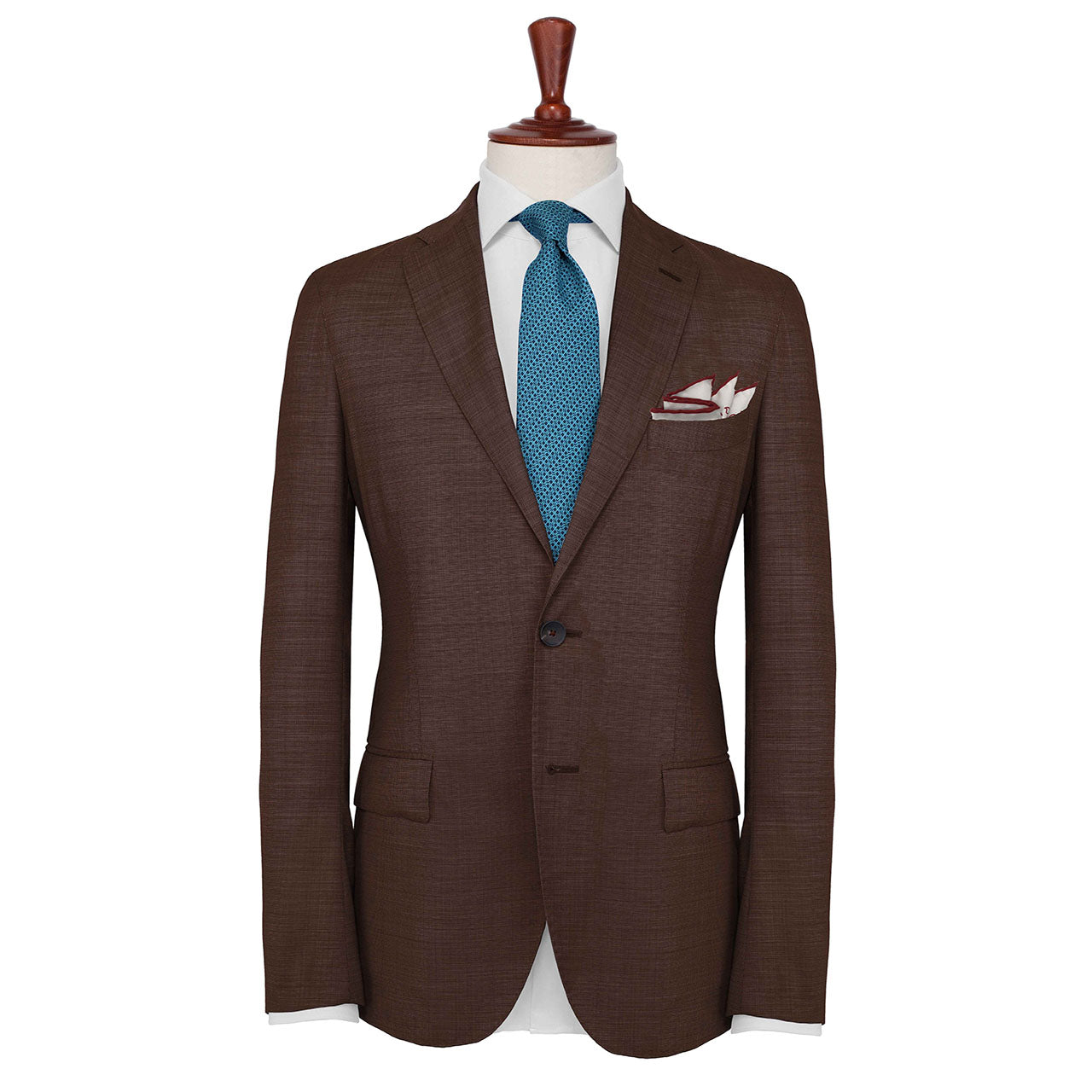 Paisley Scintillation Red Brown on White Pocket Square
