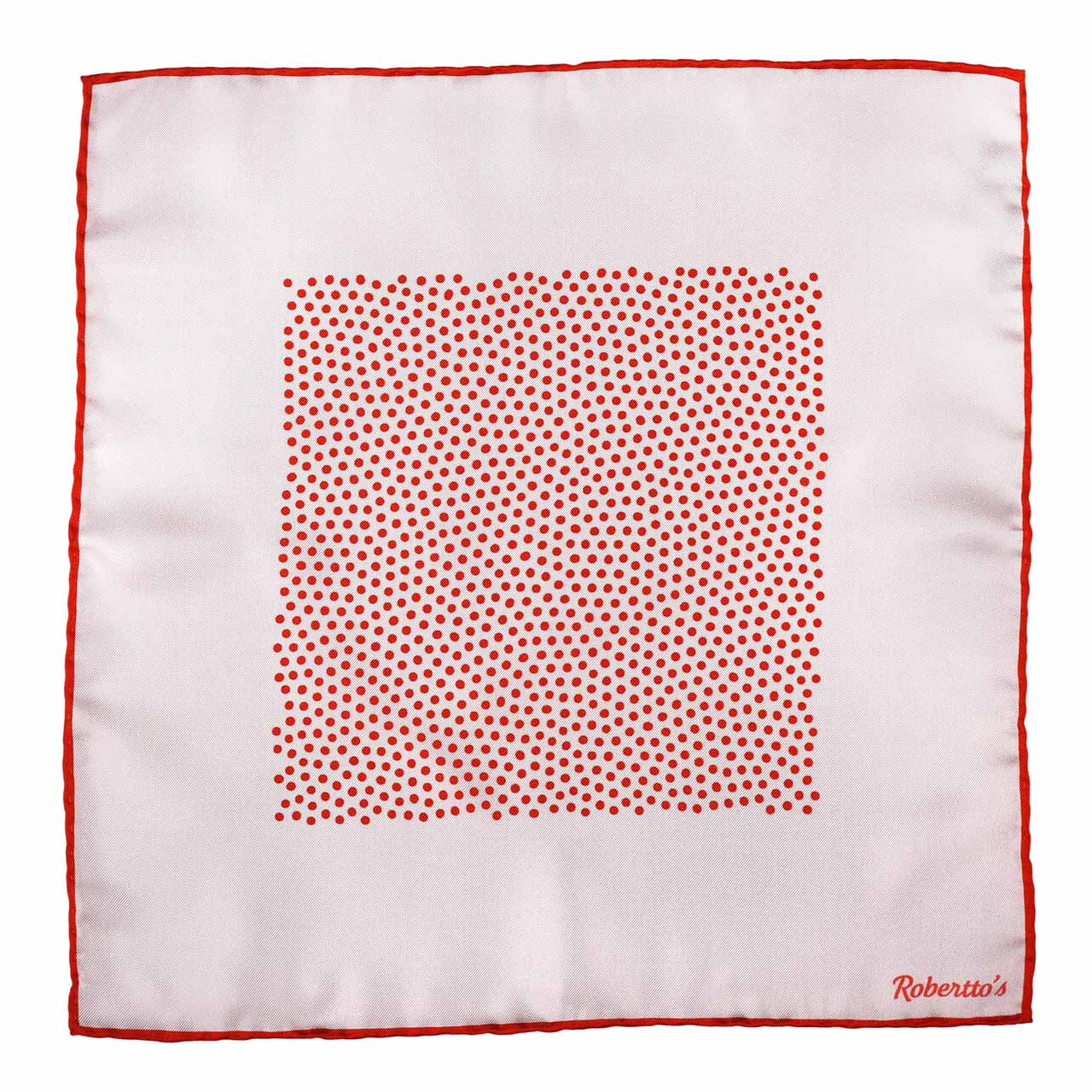 Polka Shoestring Terra Cotta on White Pocket Square