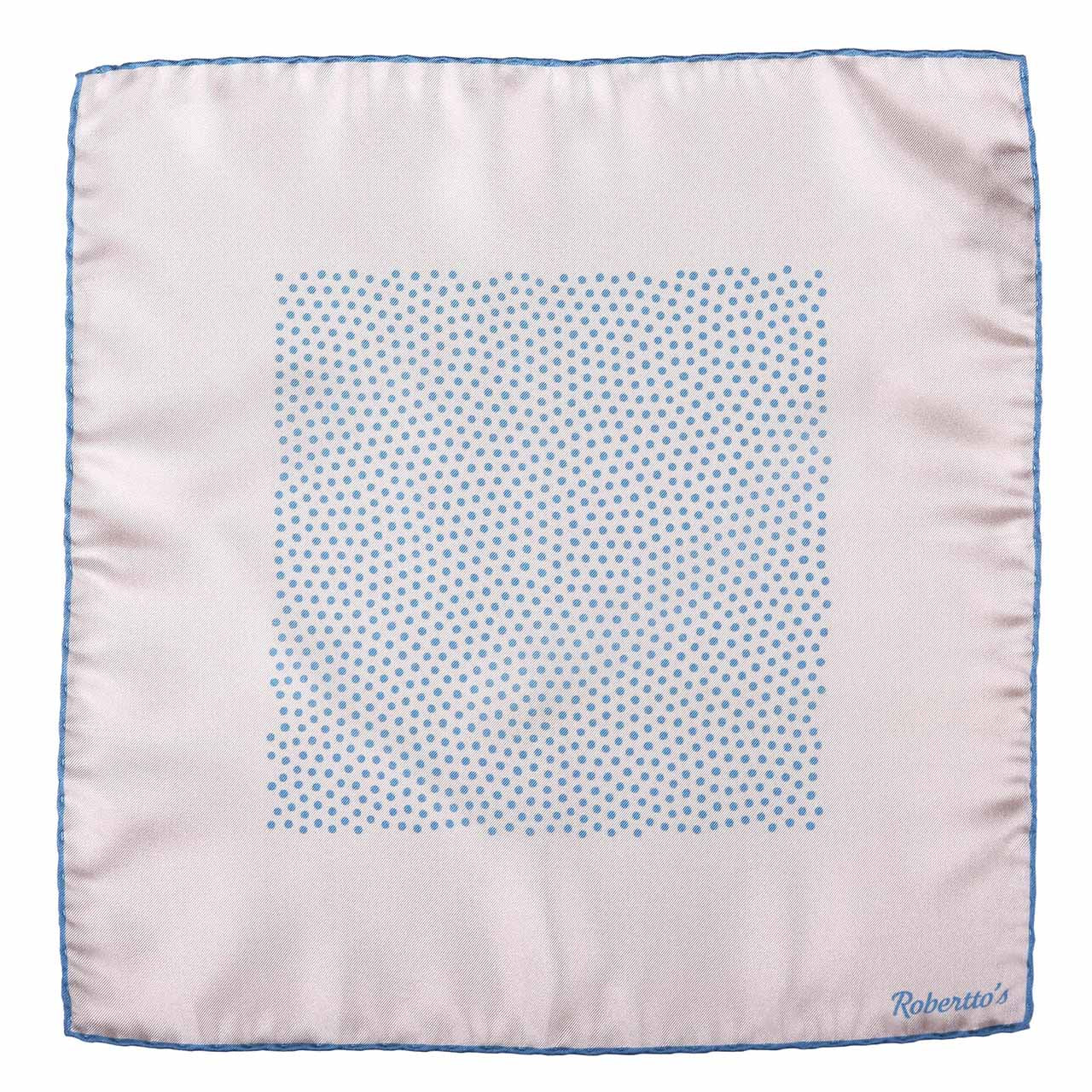 Polka Shoestring Light Blue on White Pocket Square