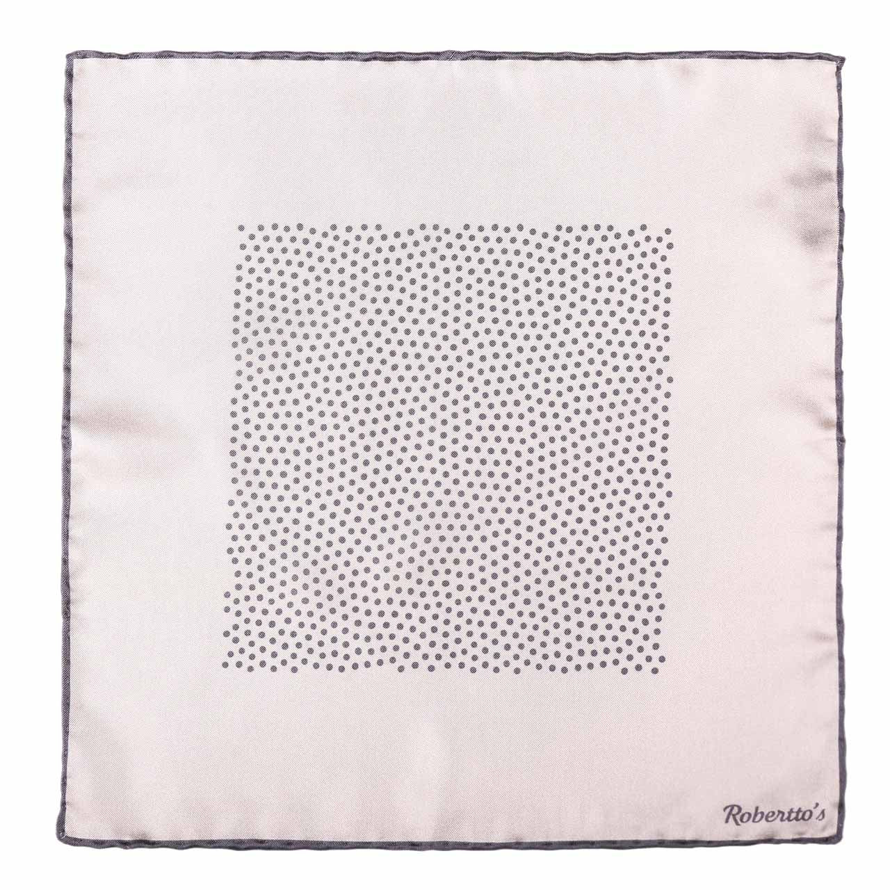 Polka Shoestring Grey on White Pocket Square