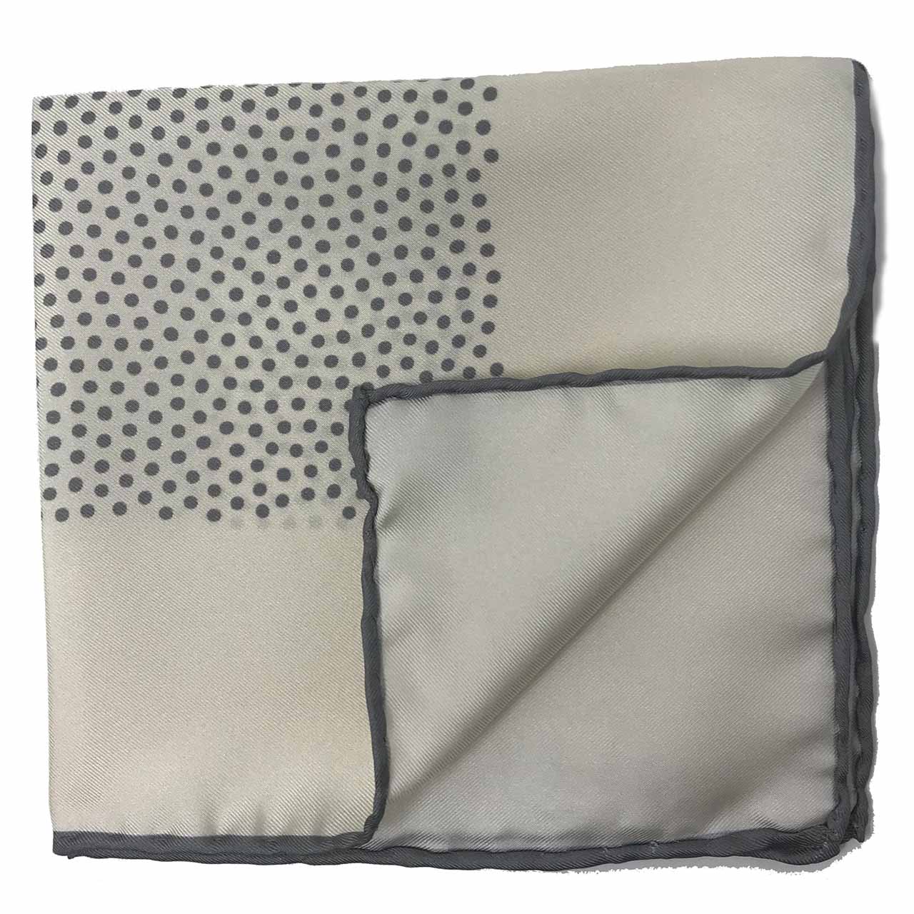 Polka Shoestring Grey on White Pocket Square