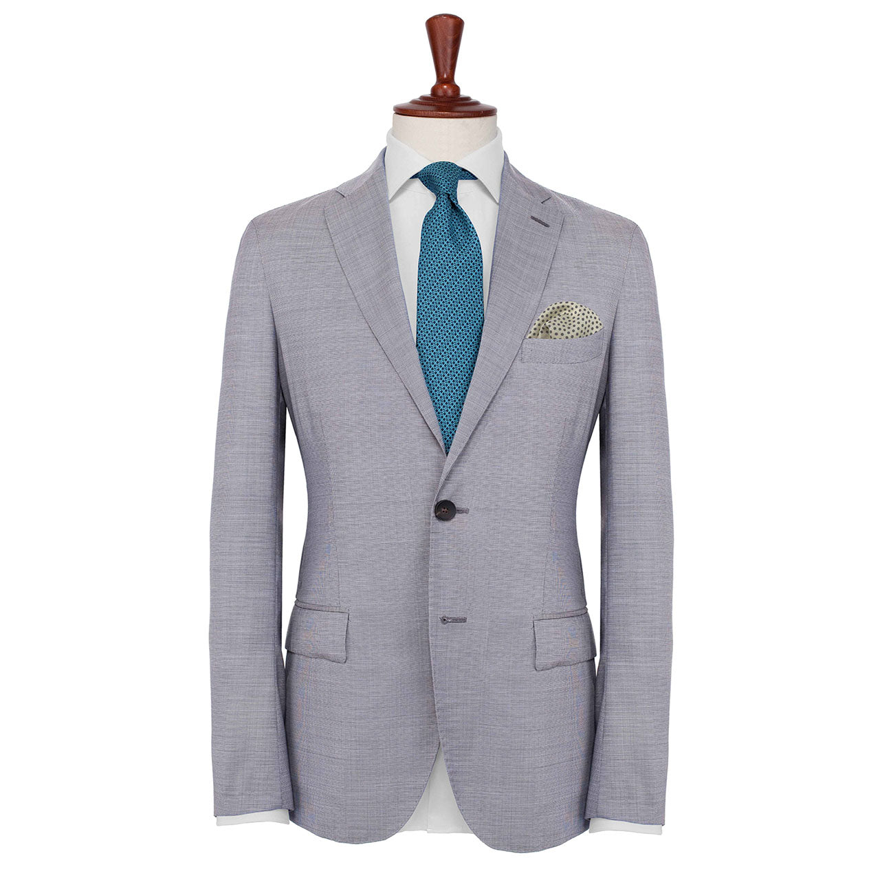 Polka Shoestring Grey on White Pocket Square