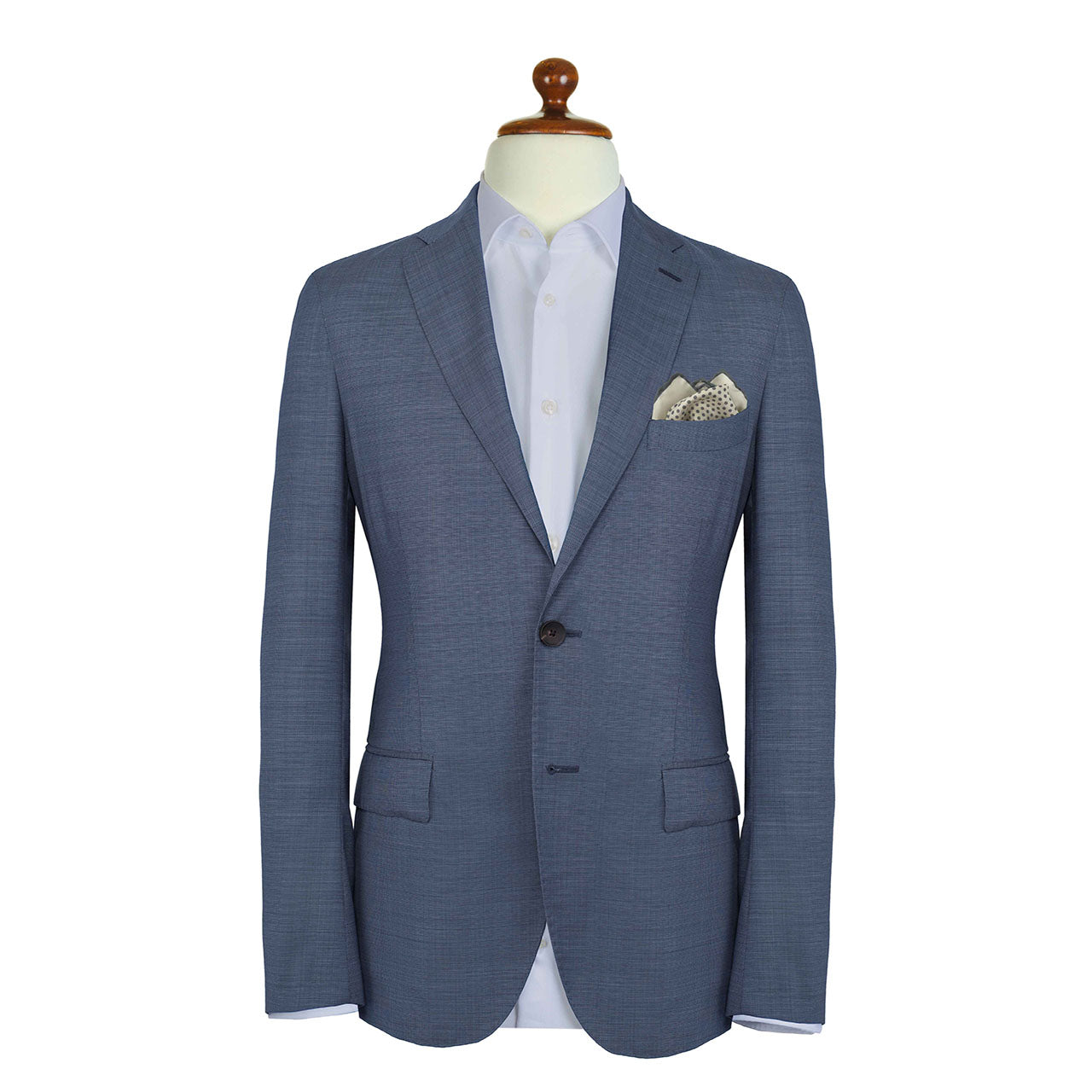 Polka Shoestring Grey on White Pocket Square