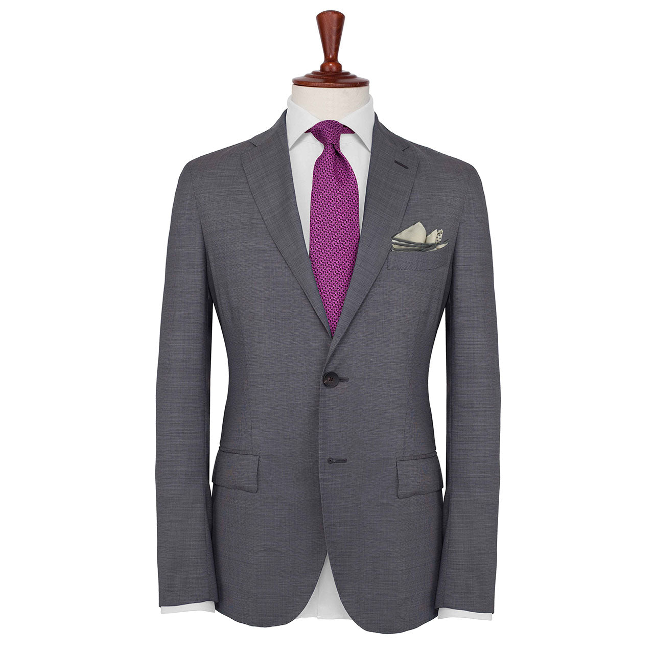 Polka Shoestring Grey on White Pocket Square