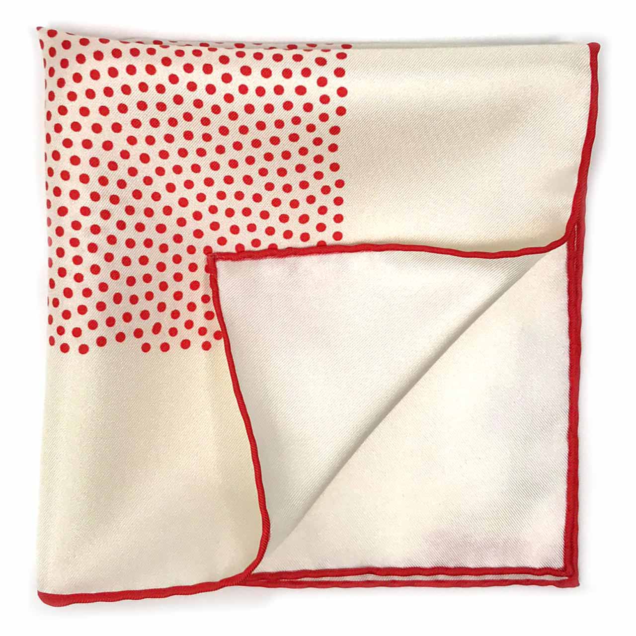 Polka Shoestring Coral Pink on White Pocket Square