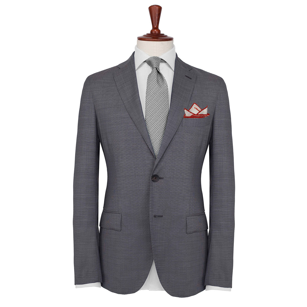 Polka Shoestring Coral Pink on White Pocket Square