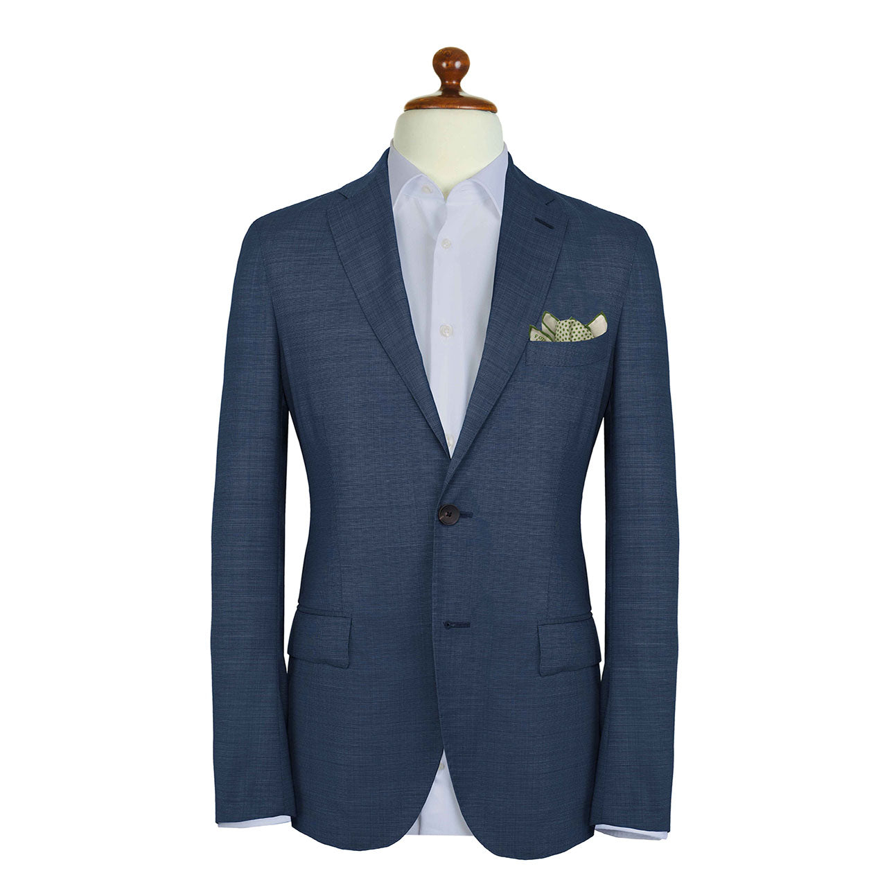 Polka Shoestring Apple Green on White Pocket Square