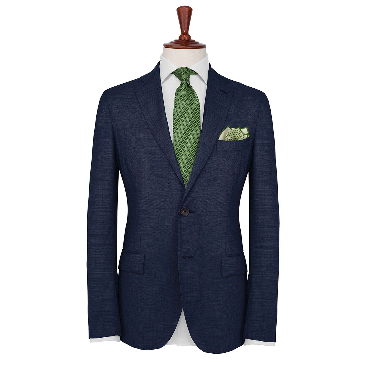 Polka Shoestring Apple Green on White Pocket Square