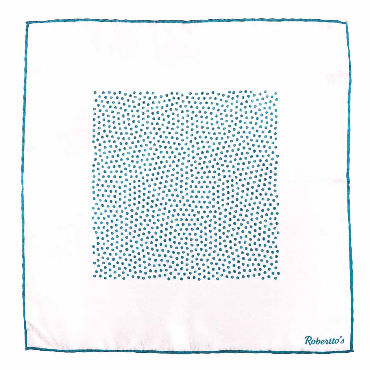 Polka Shoestring Air Force Blue on White Pocket Square