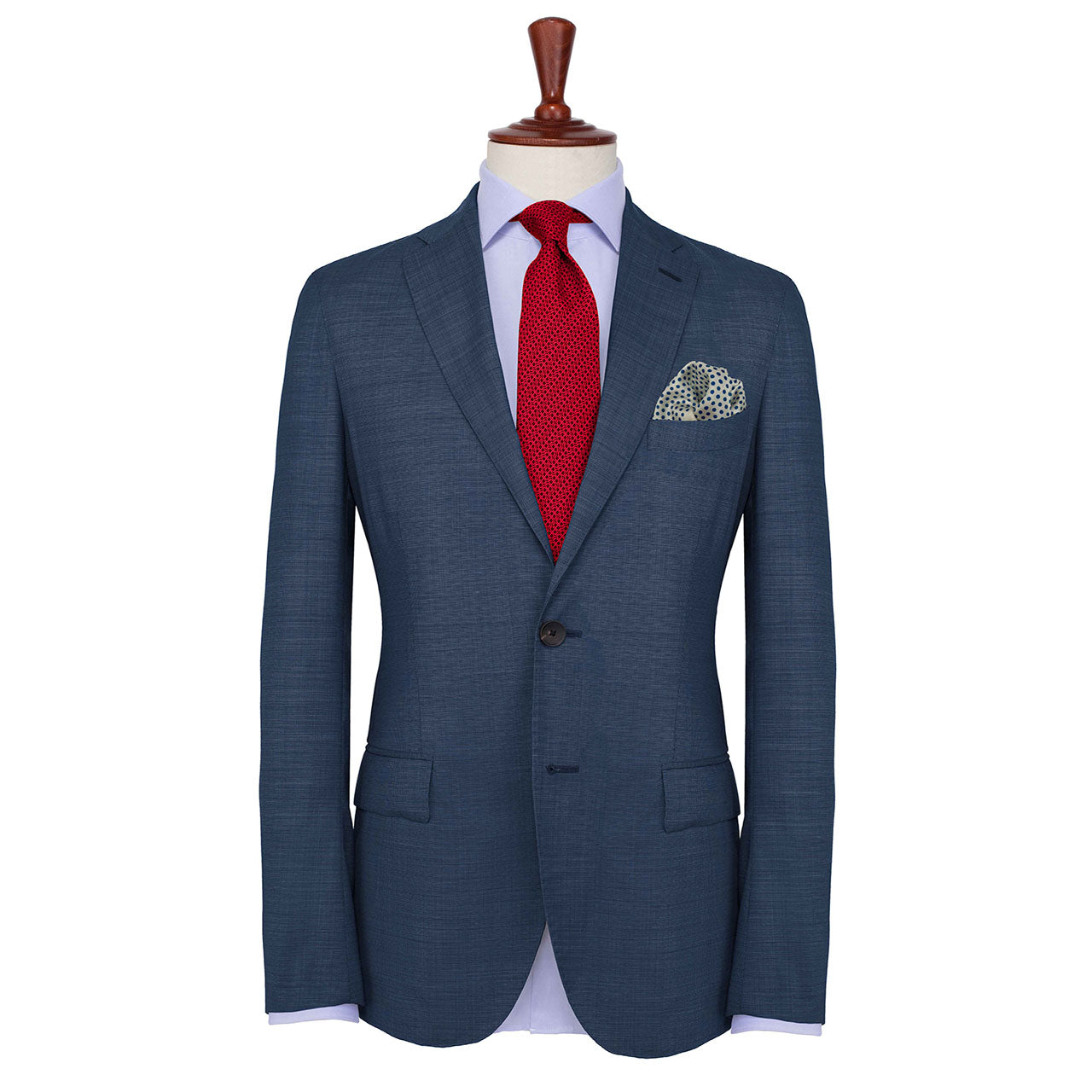 Polka Shoestring Air Force Blue on White Pocket Square