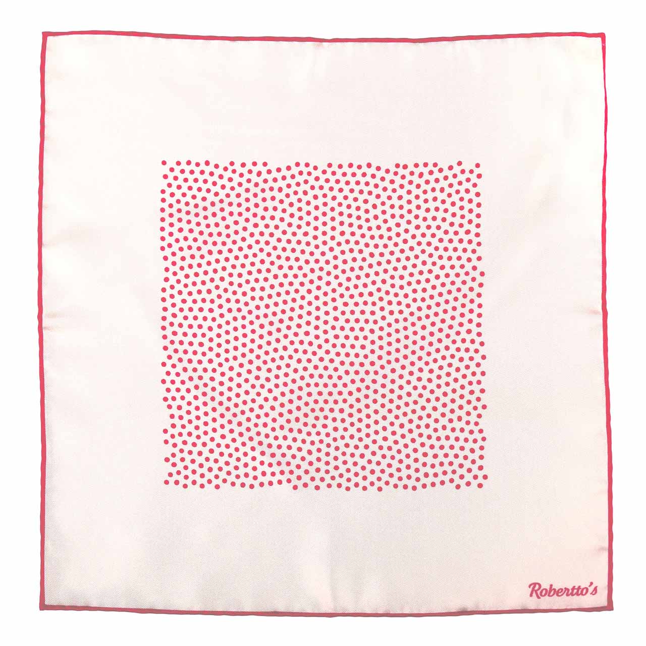 Polka Shoestring Bright Pink on White Pocket Square