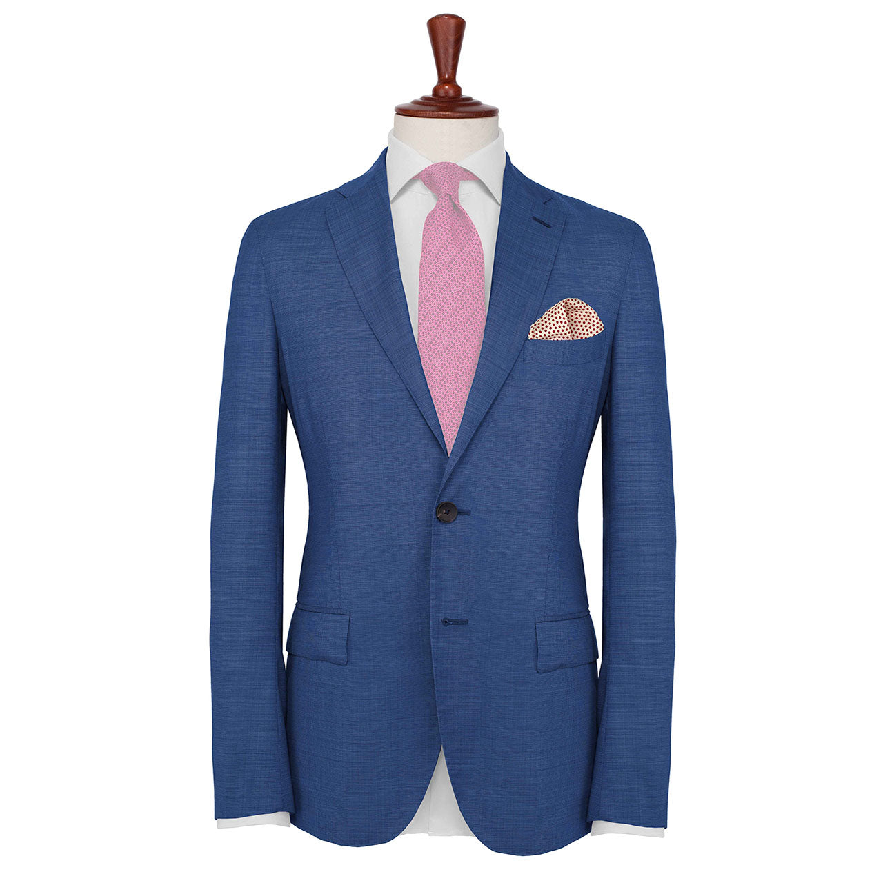 Polka Shoestring Bright Pink on White Pocket Square