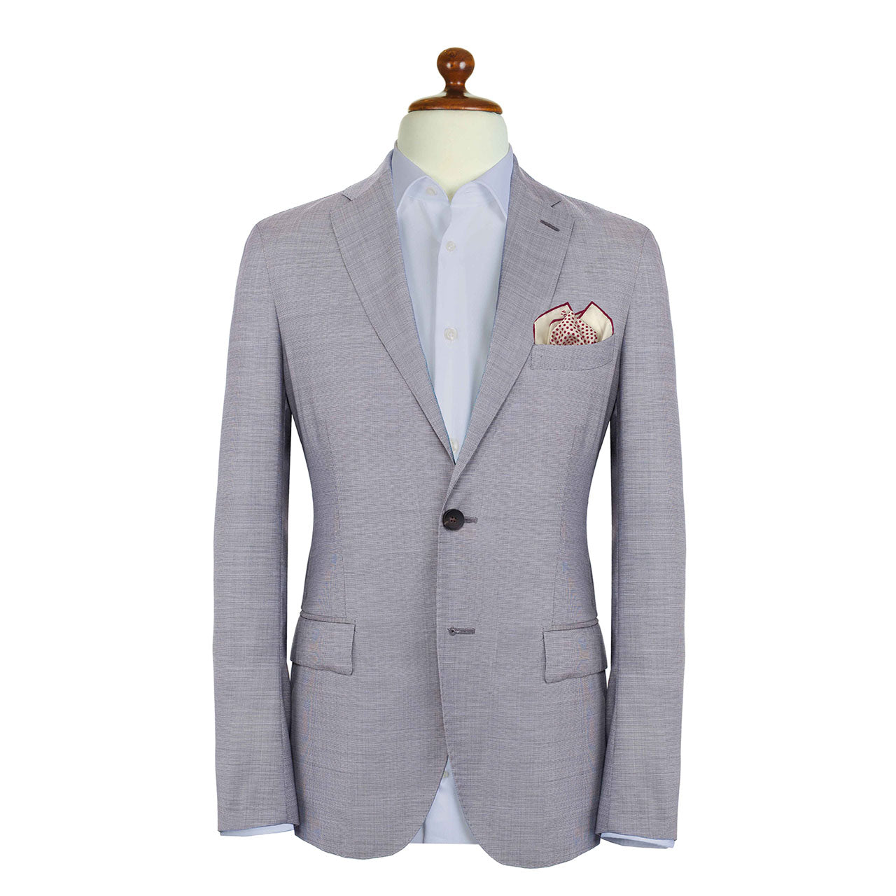 Polka Shoestring Bright Pink on White Pocket Square