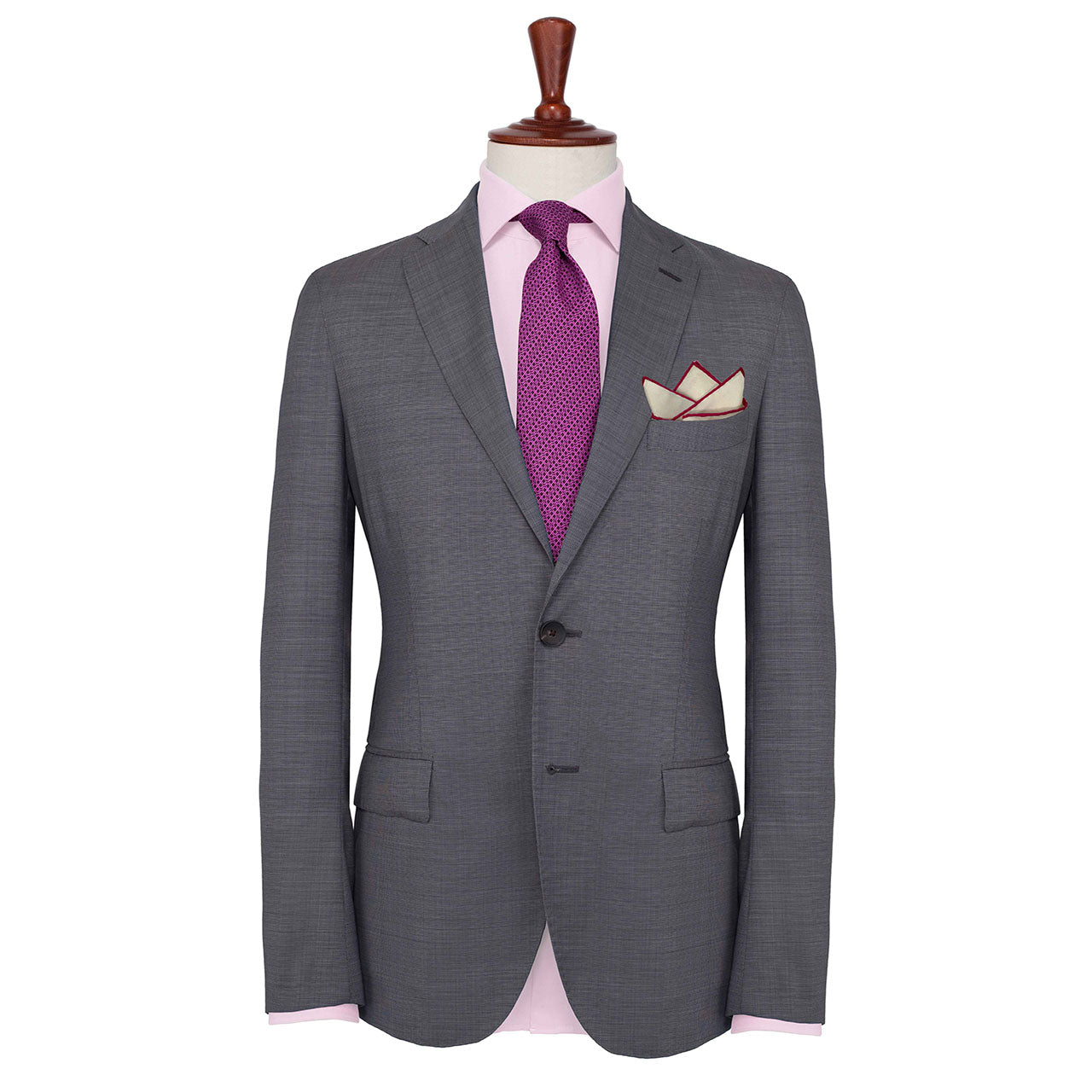 Polka Shoestring Bright Pink on White Pocket Square