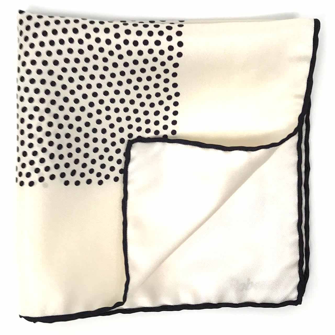 Polka Shoestring Black on White Pocket Square