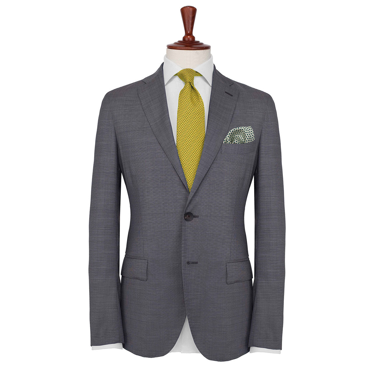 Polka Shoestring Skobeloff Green on White Pocket Square