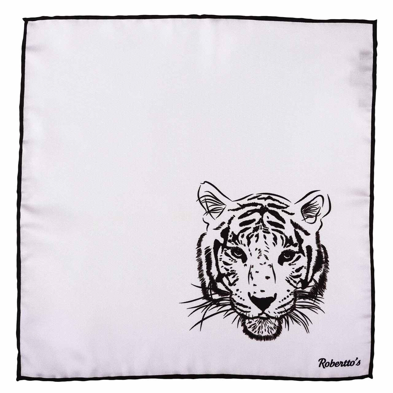 Tyger Shoestring Black on White Pocket Square
