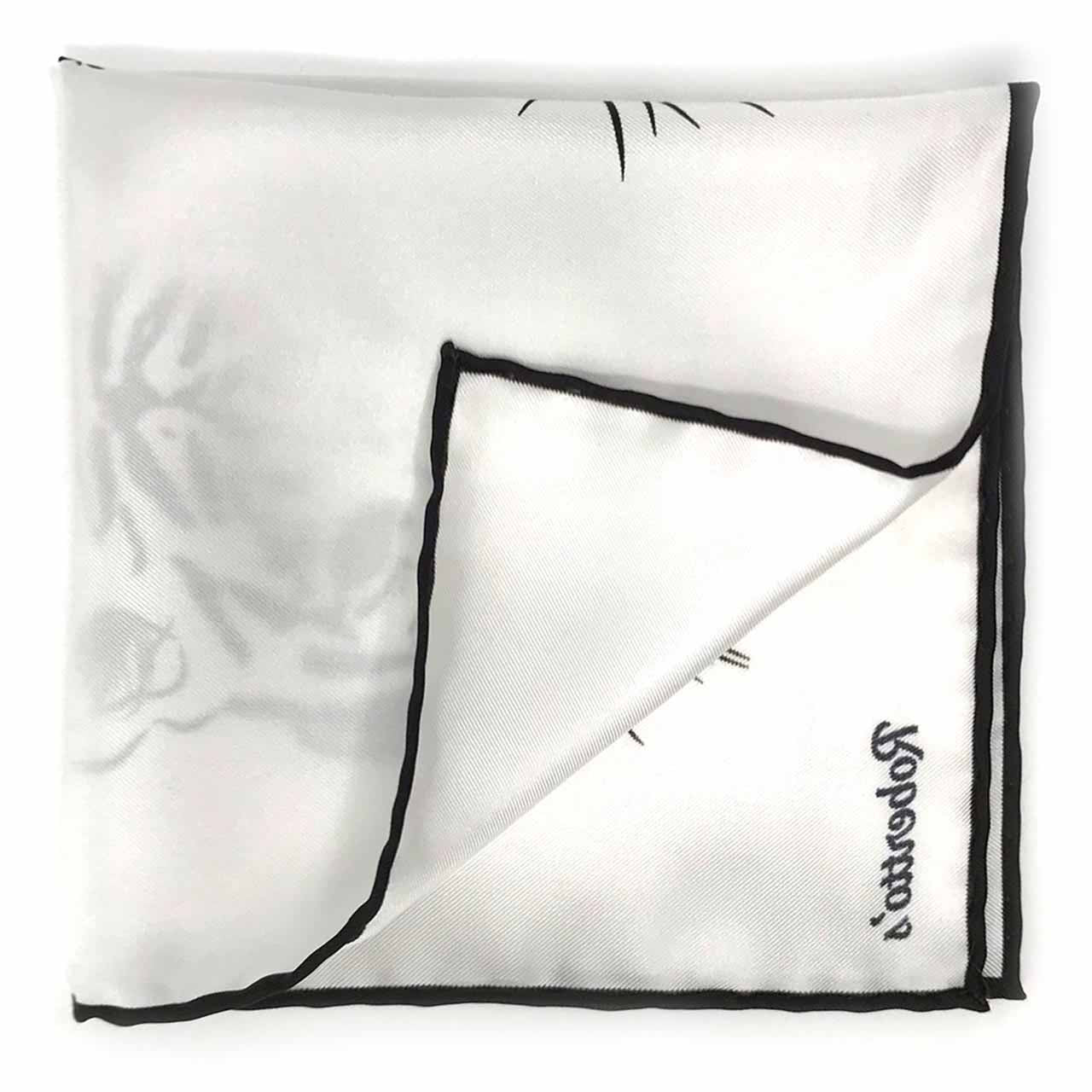 Tyger Shoestring Black on White Pocket Square