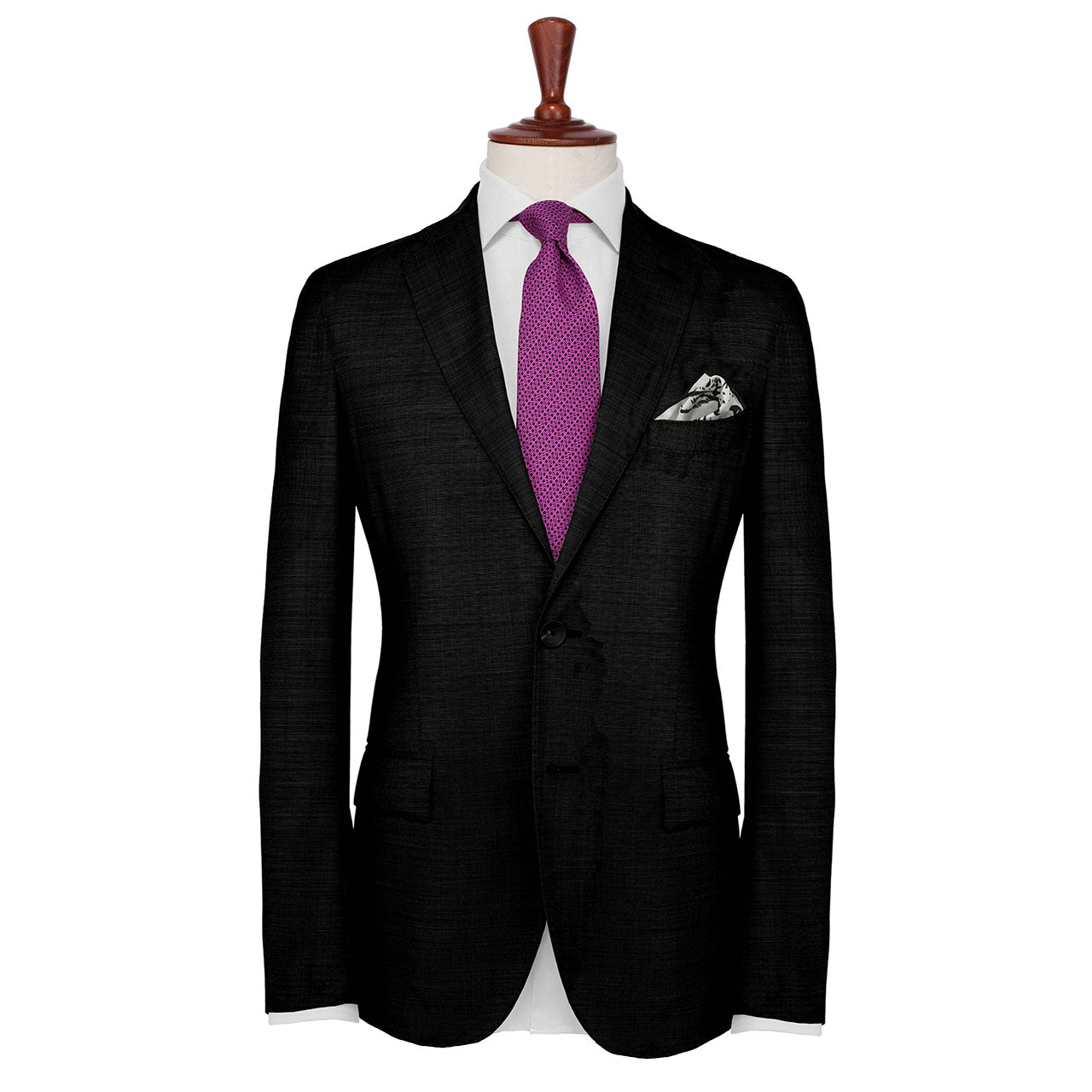 Tyger Shoestring Black on White Pocket Square