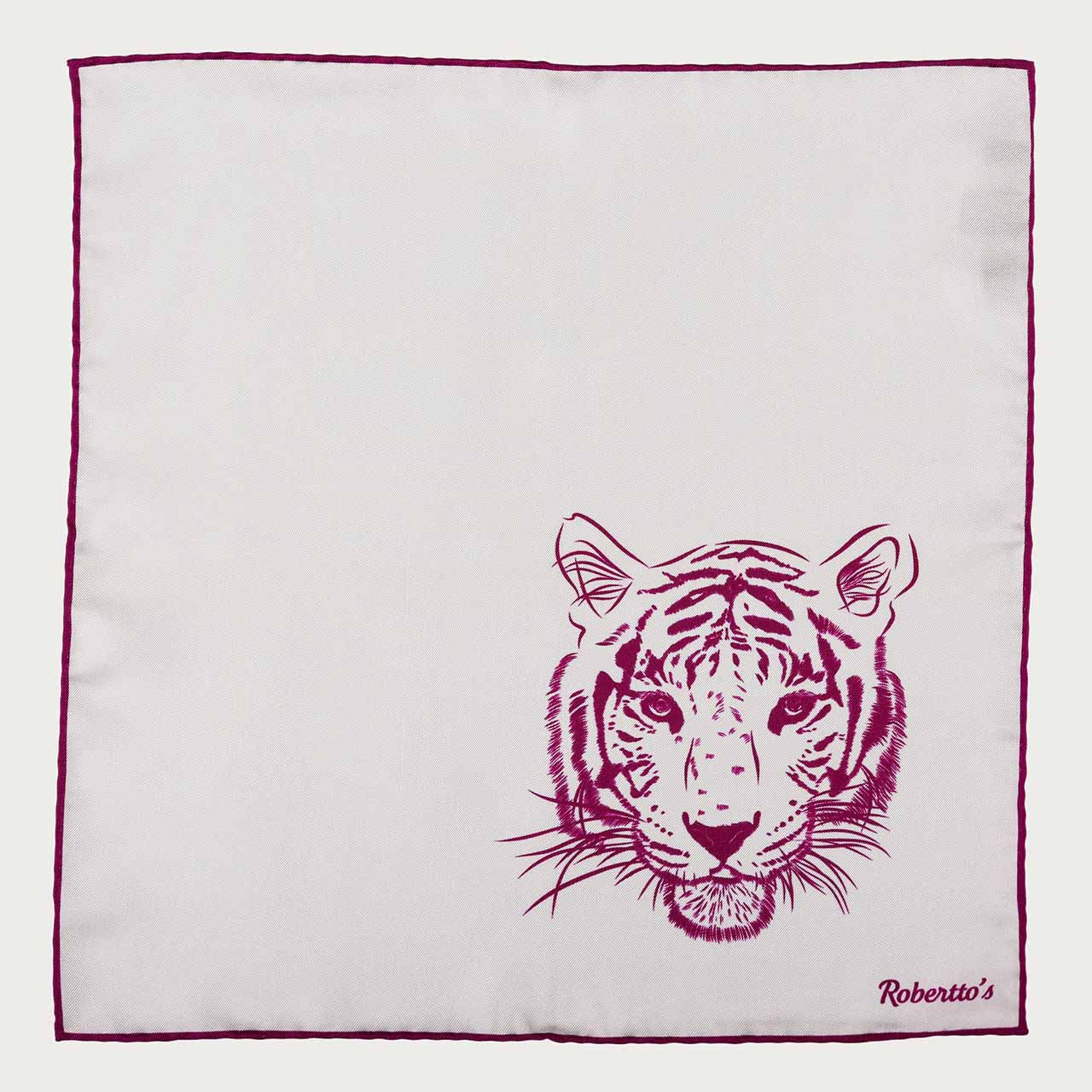 Tyger Shoestring Magenta on White Pocket Square