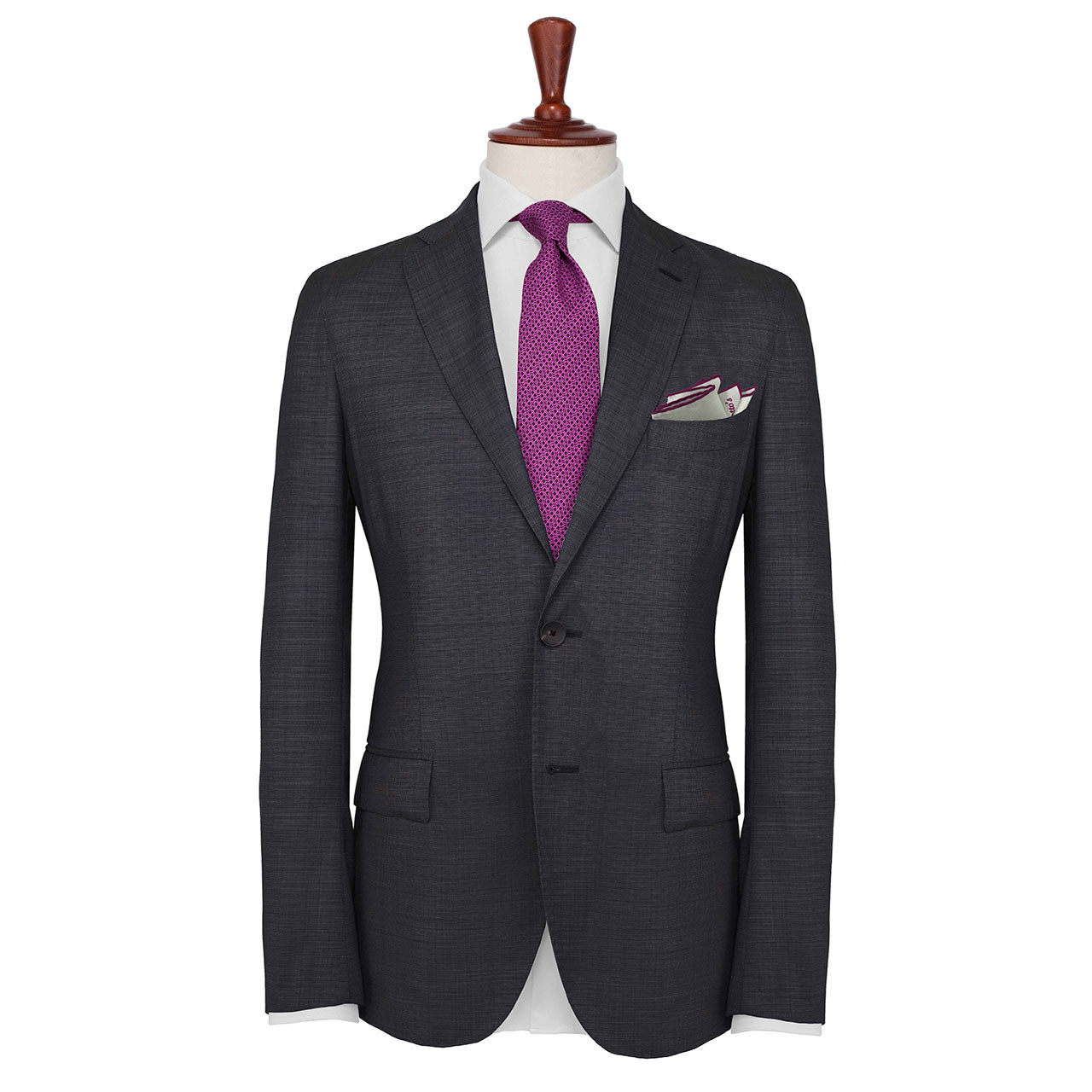 Tyger Shoestring Magenta on White Pocket Square