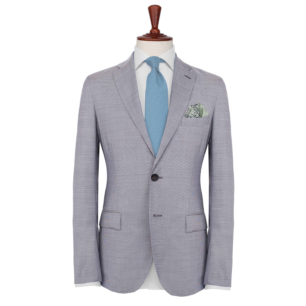 Tyger Shoestring Grey on White Pocket Square