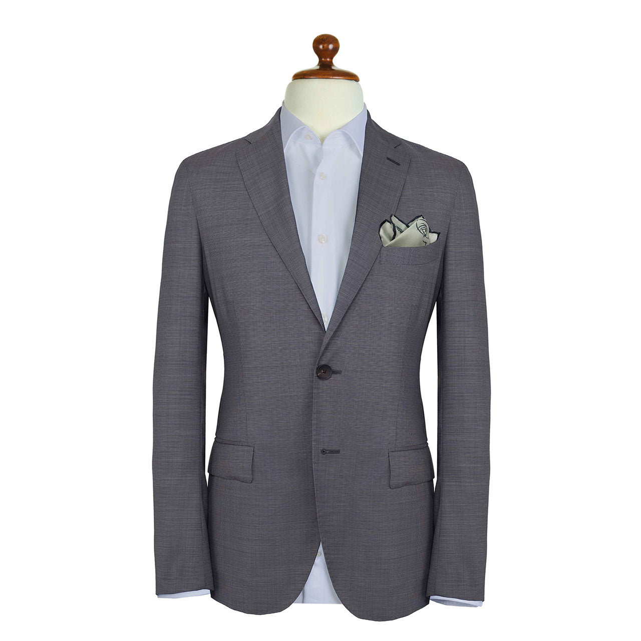 Tyger Shoestring Grey on White Pocket Square