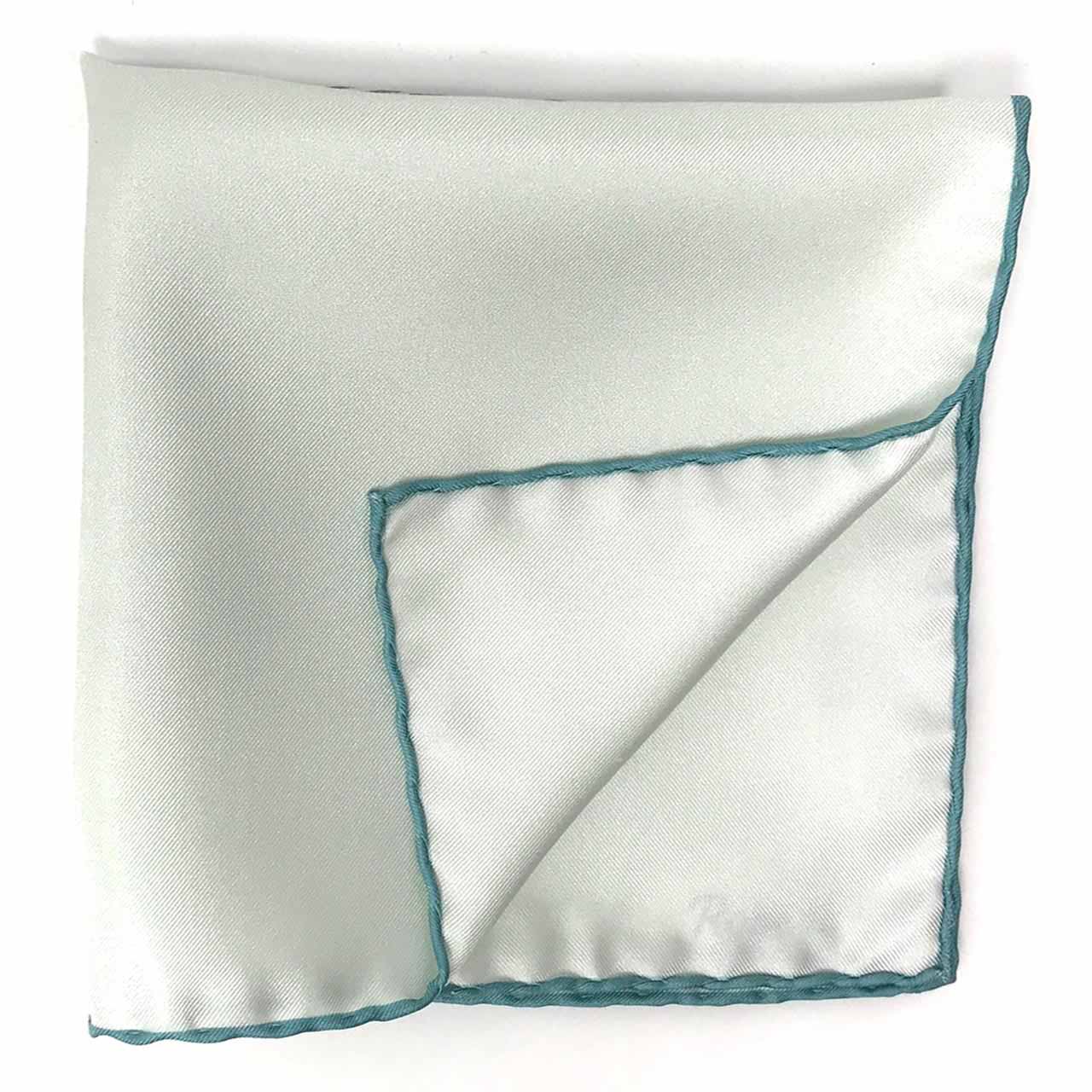 Tyger Shoestring Powder Blue on White Pocket Square