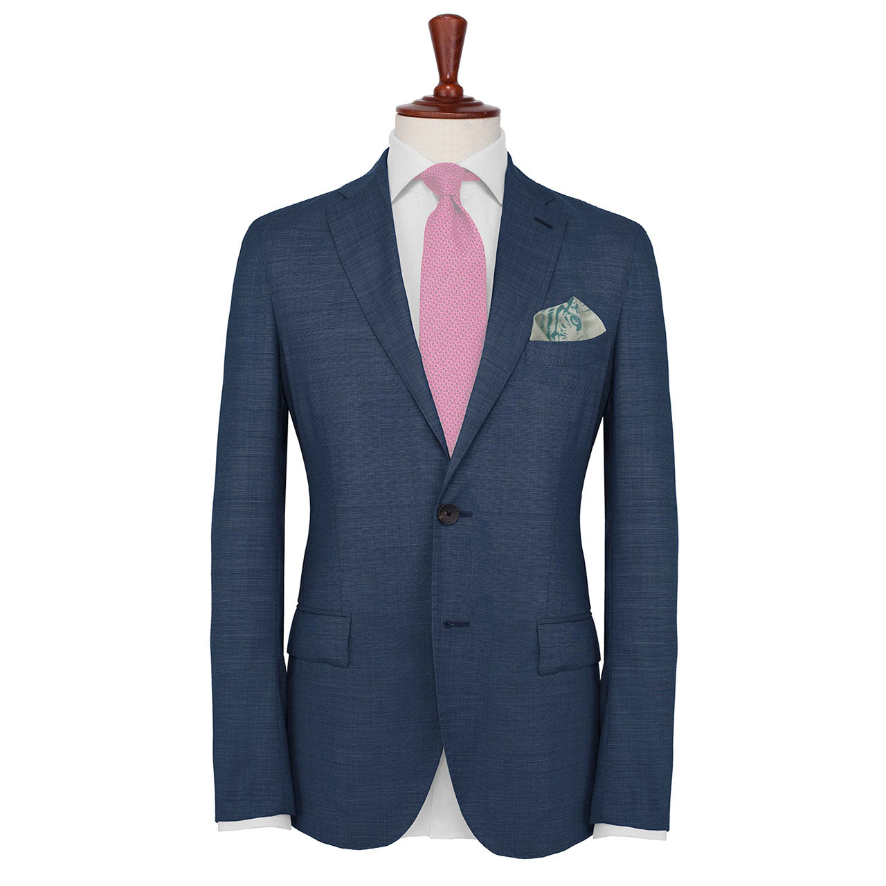 Tyger Shoestring Powder Blue on White Pocket Square